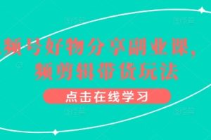 视频号好物分享副业课，视频剪辑带货玩法