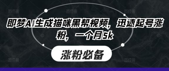 即梦AI生成猫咪黑帮视频，迅速起号涨粉，一个月5k