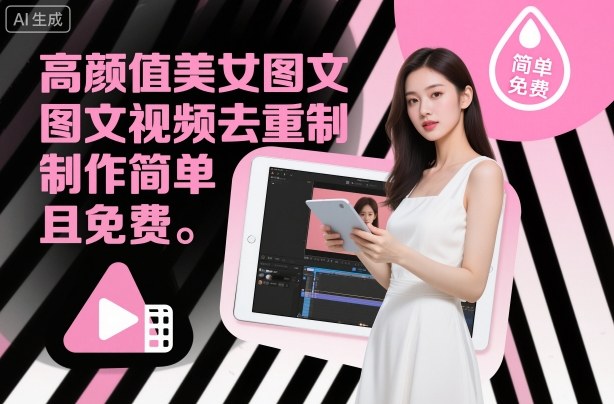 高颜值美女图文视频去重制作教学，制作简单且免费