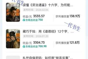 抖音300w粉丝博主的政史类科普视频教学，有大流量扶持，拿伙伴伙伴+精选独家双份收益